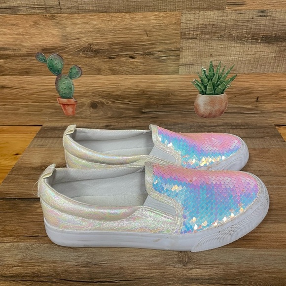 Cat & Jack girls sequin slip on sneakers size 4 unicorn - Picture 1 of 5